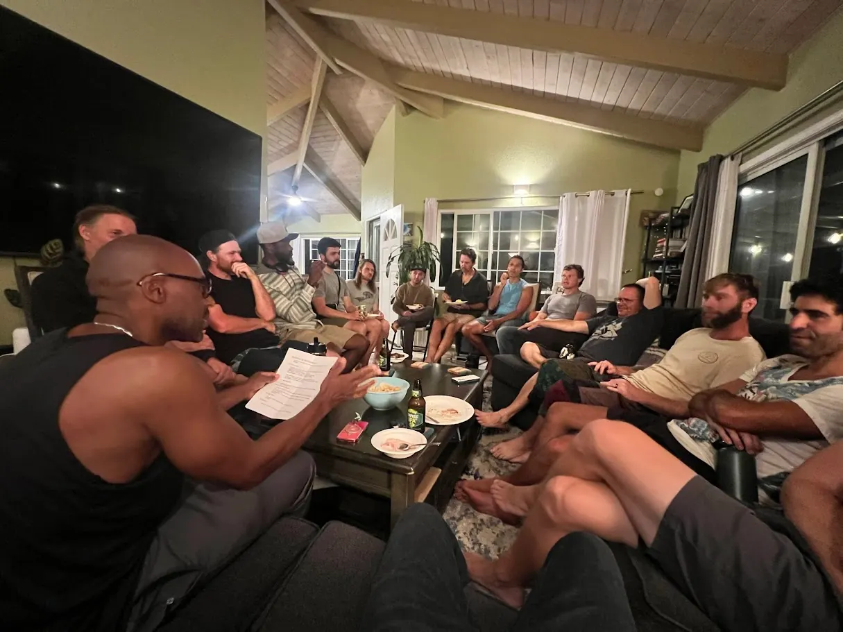 A living room Brotherhood circle in conversation.